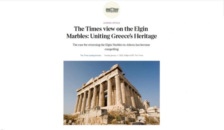 Times Λονδίνου: «Tα Γλυπτά του Παρθενώνα ανήκουν στην Αθήνα, πρέπει να επιστραφούν!»