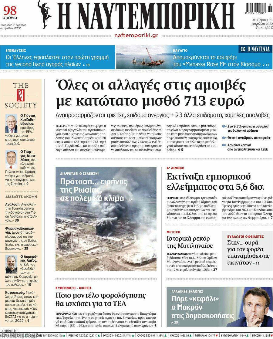 πρωτοσέλιδα των πολιτικών και αθλητικών εφημερίδων