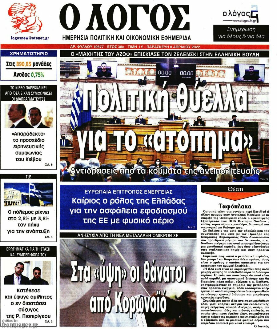  Τα πρωτοσέλιδα των πολιτικών και αθλητικών εφημερίδων