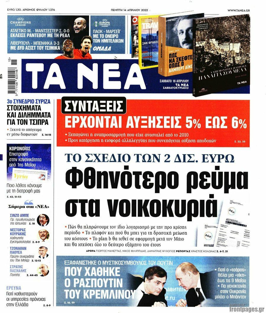 Τα πρωτοσέλιδα των πολιτικών και αθλητικών εφημερίδων