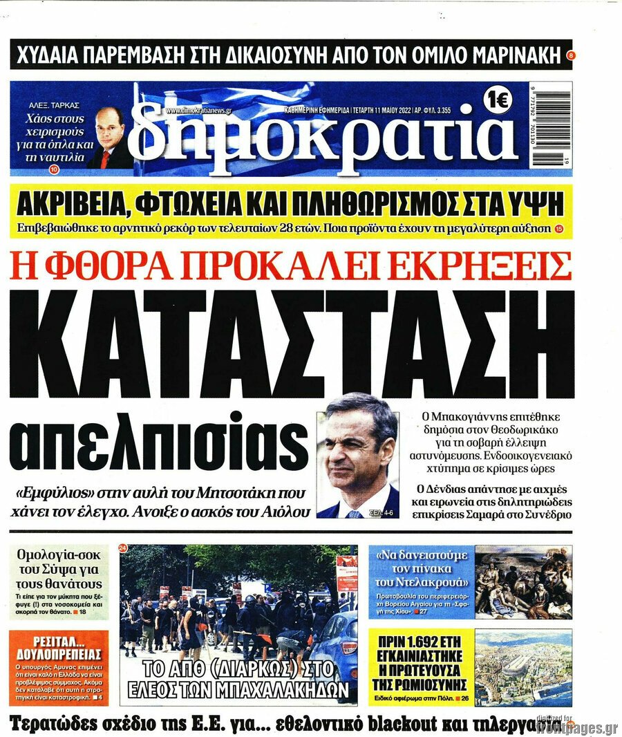 Τα πρωτοσέλιδα των πολιτικών και αθλητικών εφημερίδων