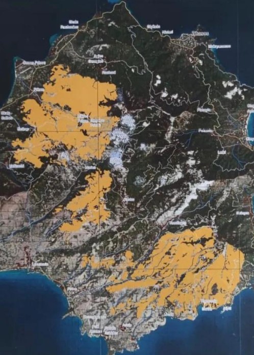 Θάσος: Η καμένη έκταση περιορίστηκε σε περίπου 1.310 στρέμματα