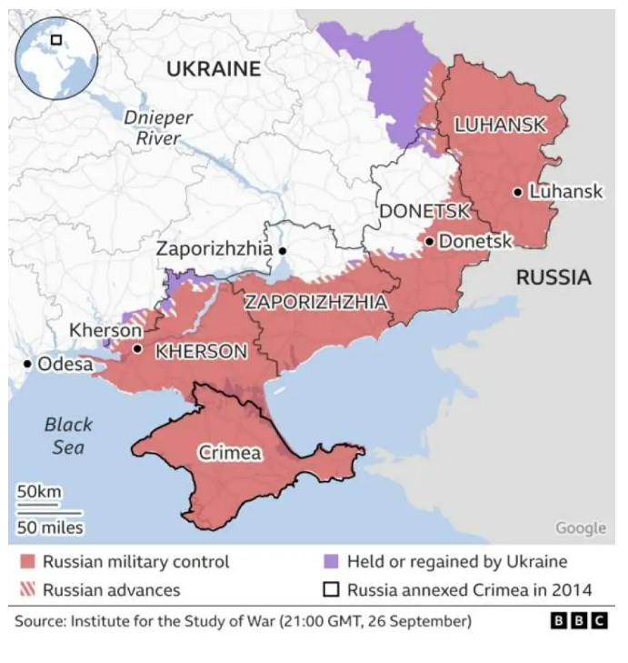 Ρωσία: Ο Πούτιν υπέγραψε την προσάρτηση 4 περιφερειών της Ουκρανίας