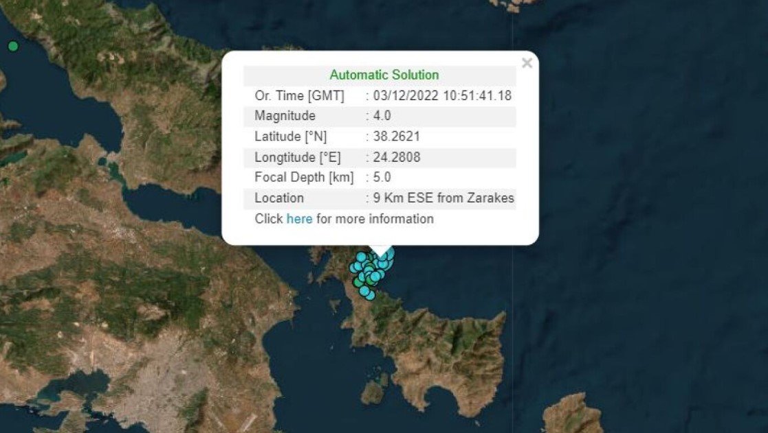 Νέοι σεισμοί στην Εύβοια – Έγιναν αισθητοί και στην Αττική