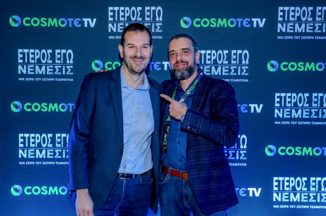 Ο Επικεφαλής της COSMOTE TV κ. Δημήτρης Μιχαλάκης με τον Σωτήρη Τσαφούλια