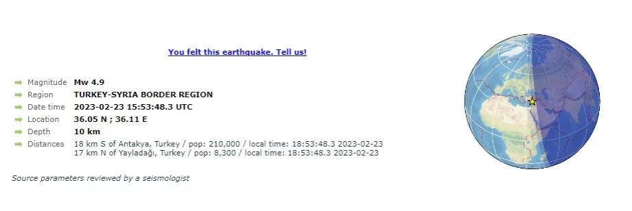 Τουρκία: Νέος σεισμός 5 Ρίχτερ στο Χατάι