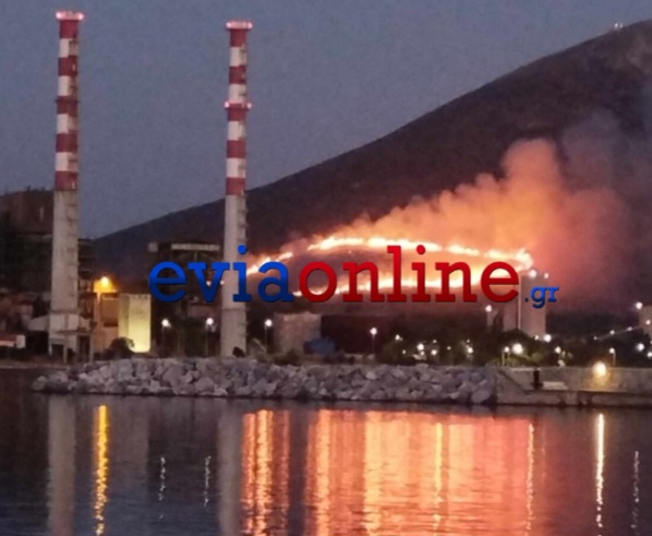 Φωτιά στο Αλιβέρι Εύβοιας - Δίπλα από εργοστάσιο της ΔΕΗ οι φλόγες