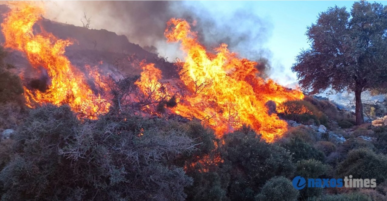 Νάξος: Μεγάλη φωτιά στην Κεραμωτή