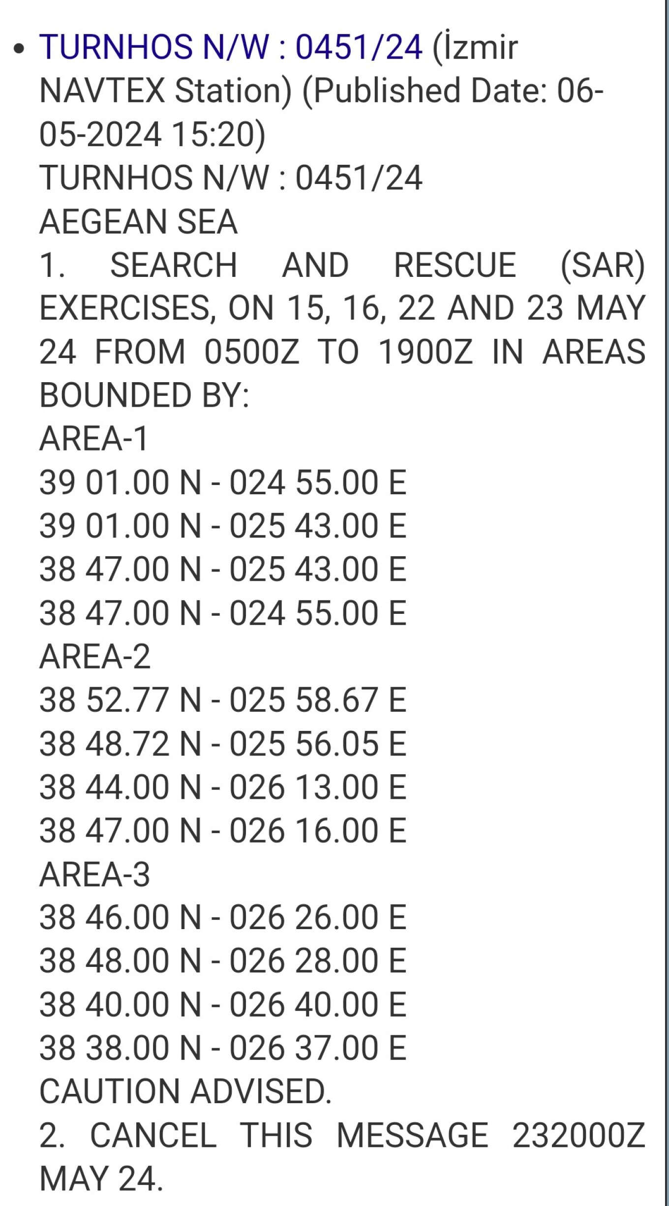 H Tουρκία δεσμεύει με NAVTEX το κέντρο του Αιγαίου