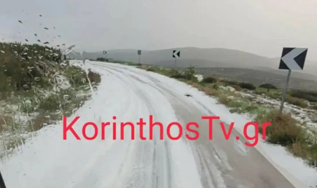 Έντονη χαλαζόπτωση στην Κορινθία
