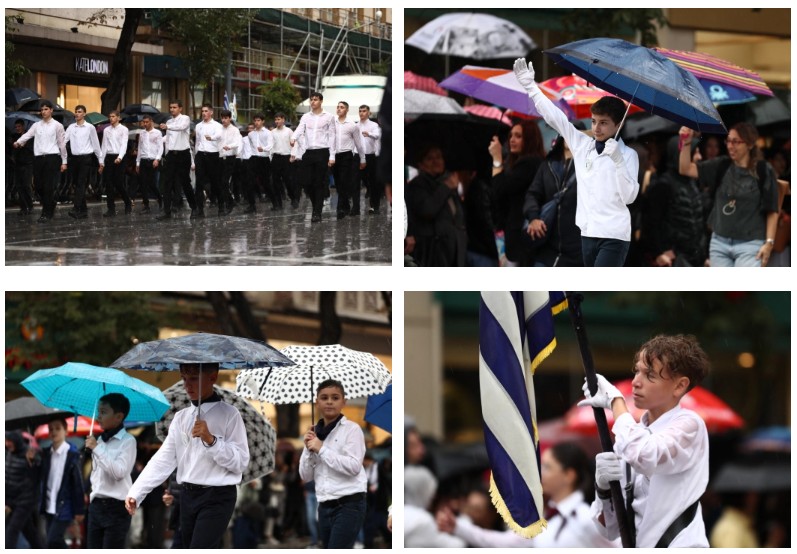 Θεσσαλονίκη: Με βροχή η μαθητική παρέλαση για την 28η Οκτωβρίου