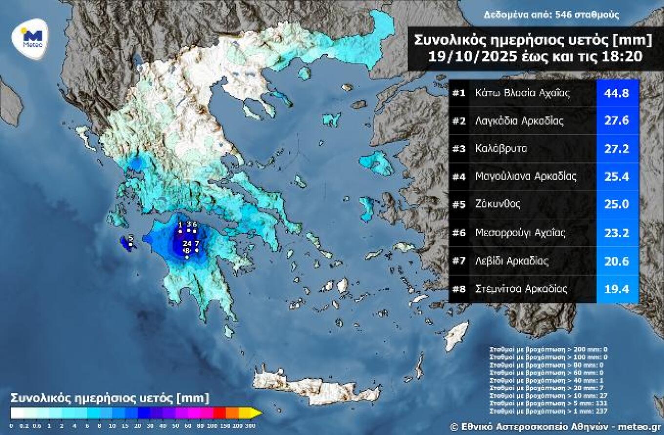 χάρτης βροχές