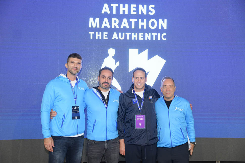 Ο Sponsorships Director του ΟΠΑΠ, Γιώργος Ζούμας, ο Chief Online Officer του ΟΠΑΠ, Γιάννης Πανόπουλος, ο Α' Αντιπρόεδρος ΣΕΓΑΣ, Κώστας Κεντέρης και ο Public & Media Relations Director του ΟΠΑΠ, Μανώλης Σταυρουλάκης