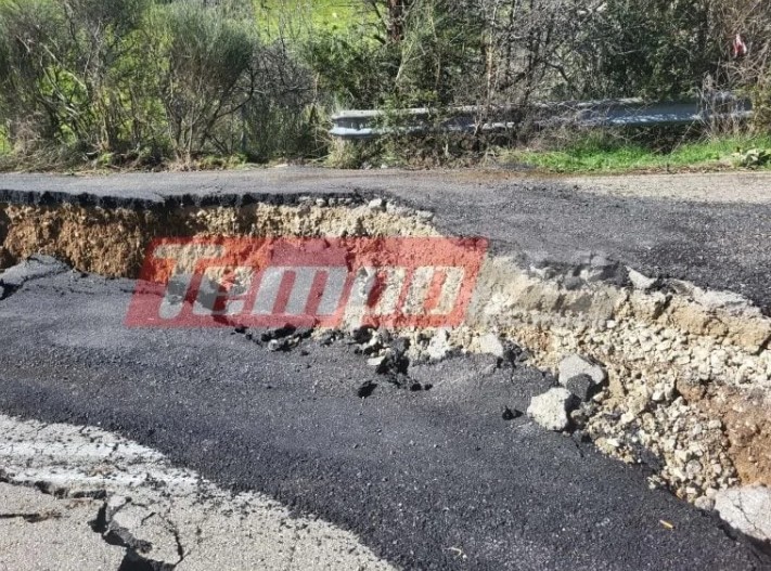 Μεγάλη καθίζηση στην Εθνική Οδό Πατρών-Τριπόλεως