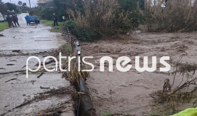 Προβλήματα από την κακοκαιρία στον Πύργο: Έσπασε η γέφυρα του Ενιπέα 