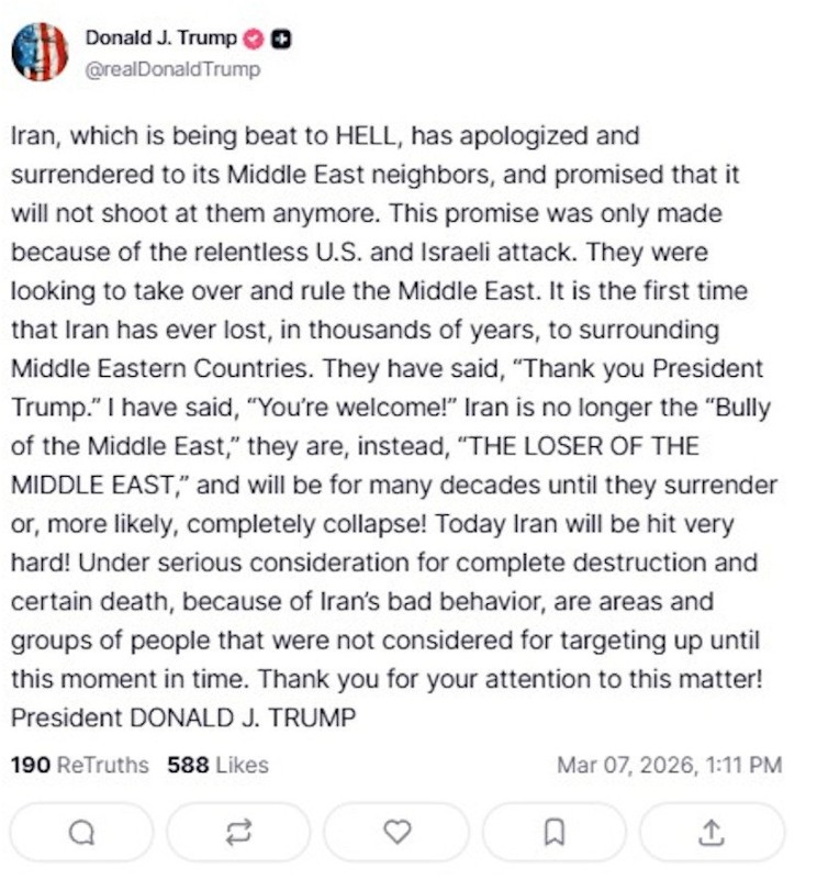 Απειλεί με νέα πλήγματα το Ιράν ο Τραμπ