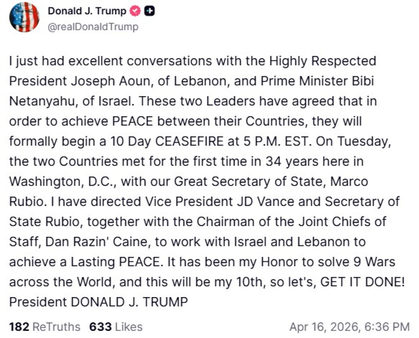 Ισραήλ και Λίβανος συμφώνησαν δεκαήμερη εκεχειρία