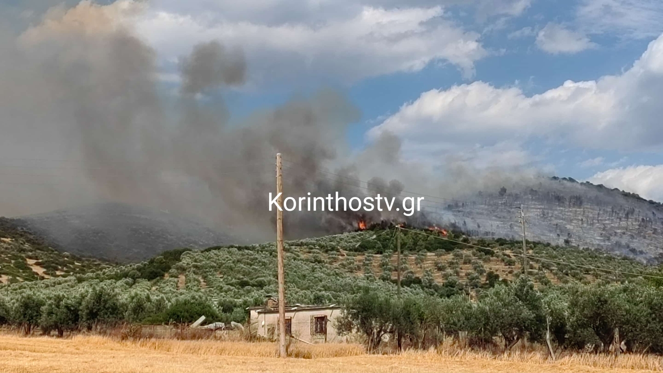 Μεγάλη φωτιά στο Σπαθοβούνι Κορινθίας