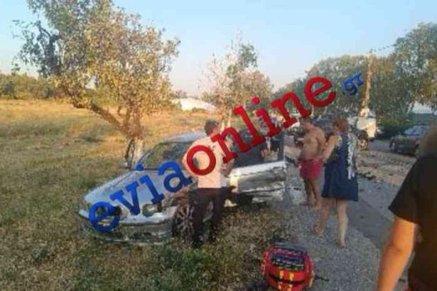 Σφοδρή μετωπική σύγκρουση αυτοκινήτων στην Ερέτρια